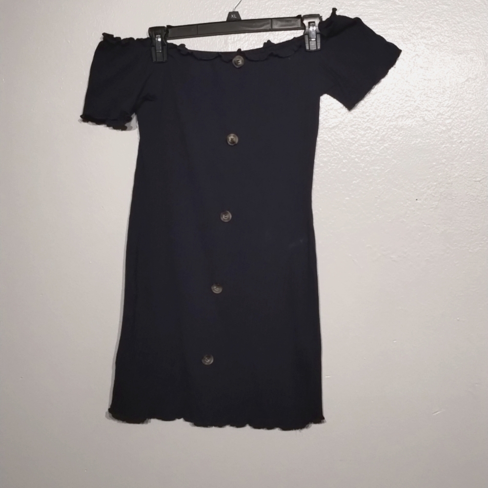 Elegant Navy Blue Off-Shoulder Dress Tight Fit